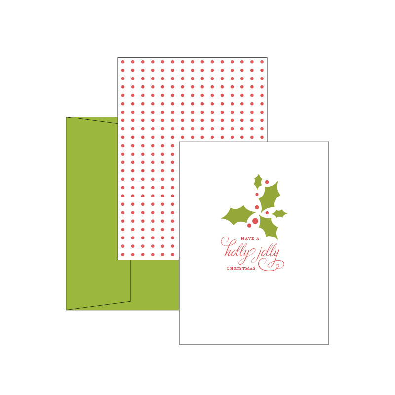 Letterpress Holiday Cards | Holly Jolly Single Card