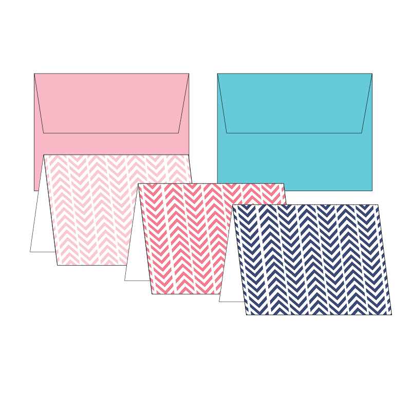 Everyday Boxed Notecards| Mod Herringbone Folded Notes