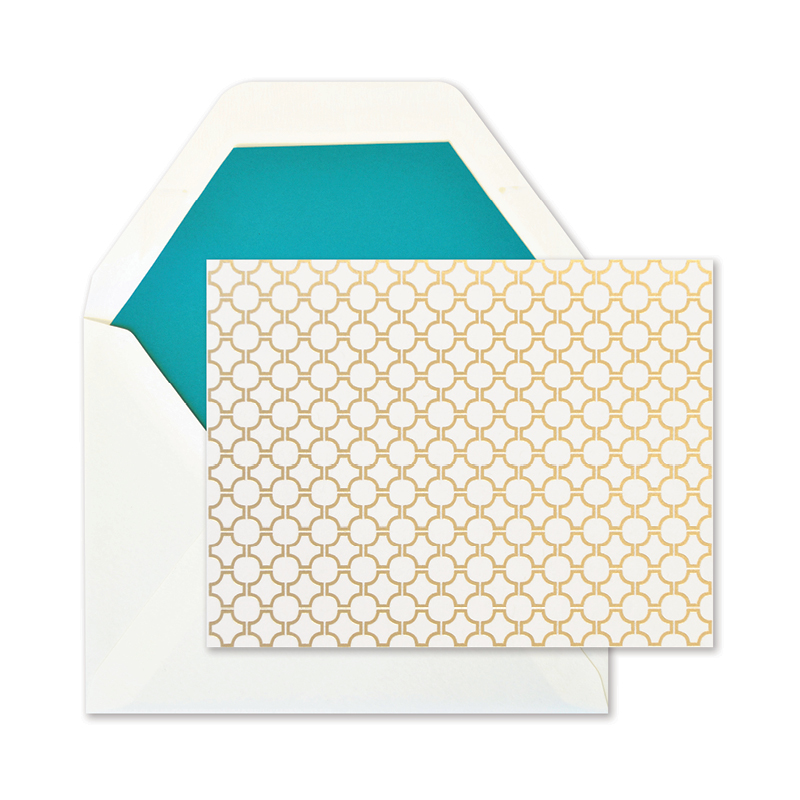 Foil Pattern Folded Notes | Gold Lattice Set