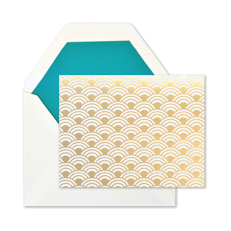 Foil Pattern Folded Notes | Gold Seashell Set