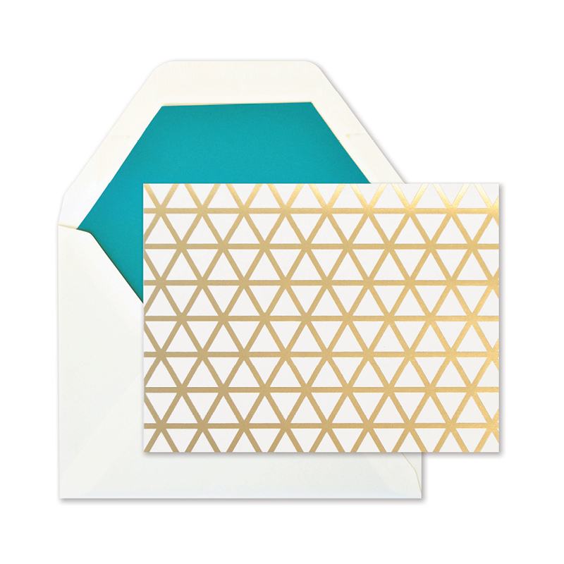 Foil Pattern Folded Notes | Gold Triangles Set