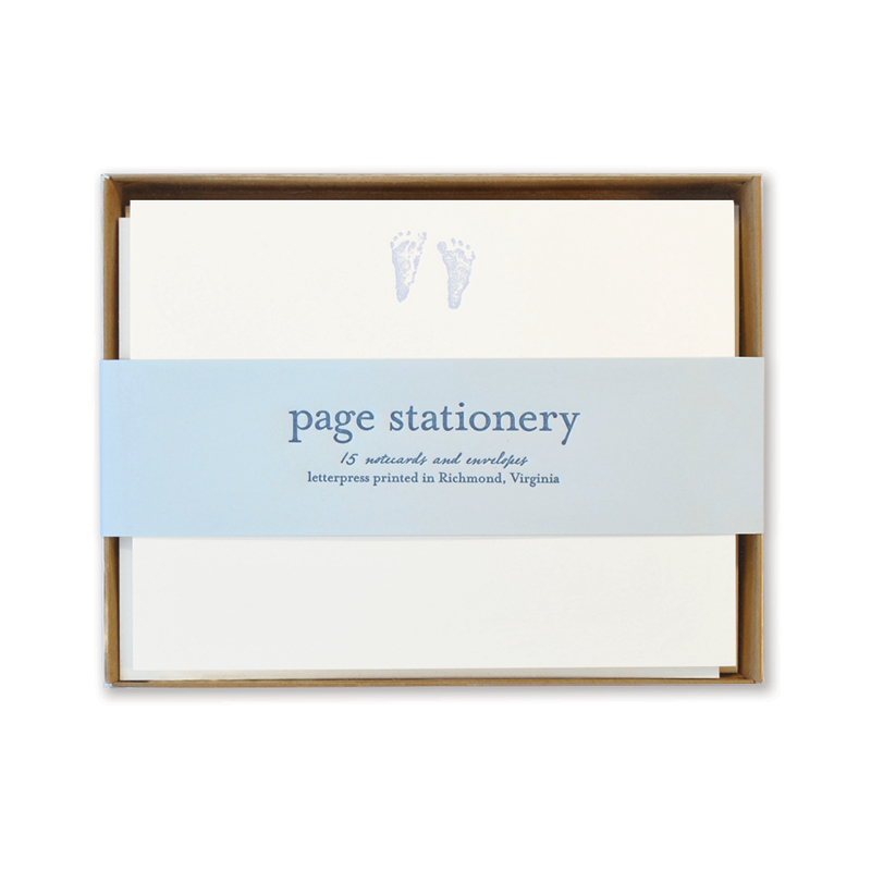 Letterpress Stationery | Baby Feet Blue