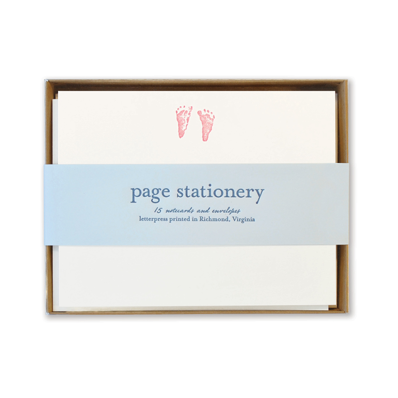 Letterpress Stationery | Baby Feet Pink