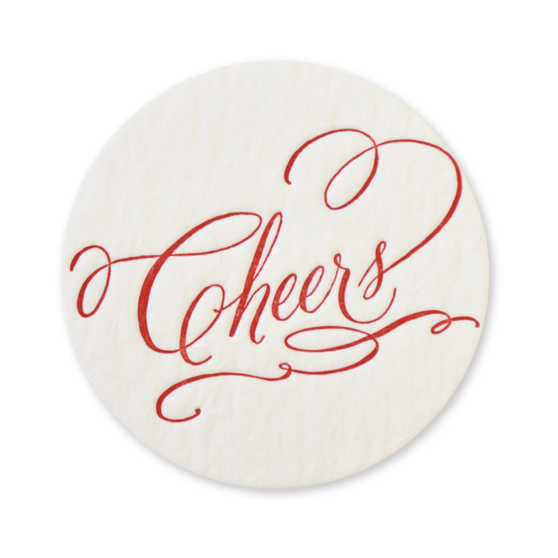 Letterpress Holiday Coasters | Cheers